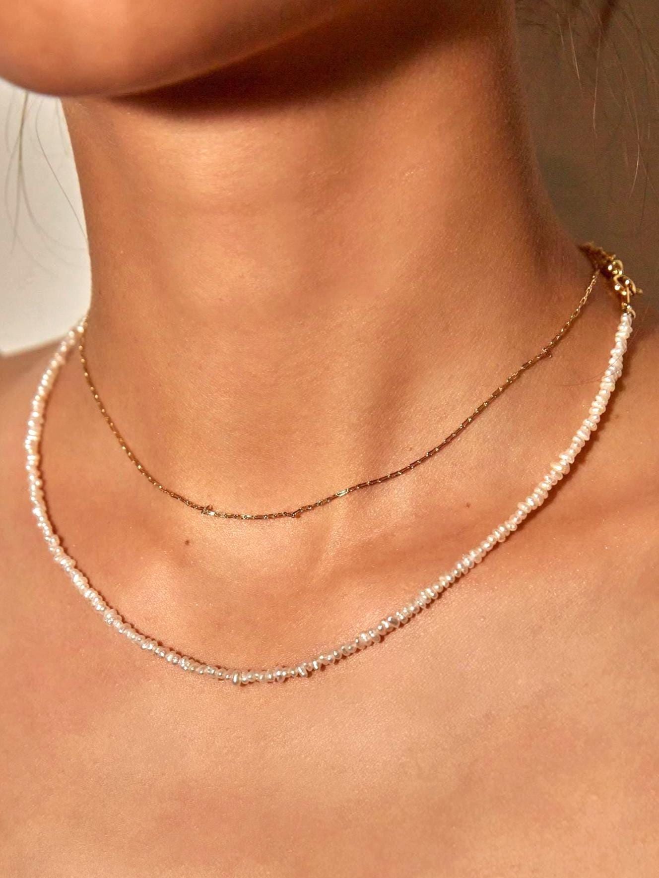 Layered Gold Chain Pearl Choker - AwarePearl 8