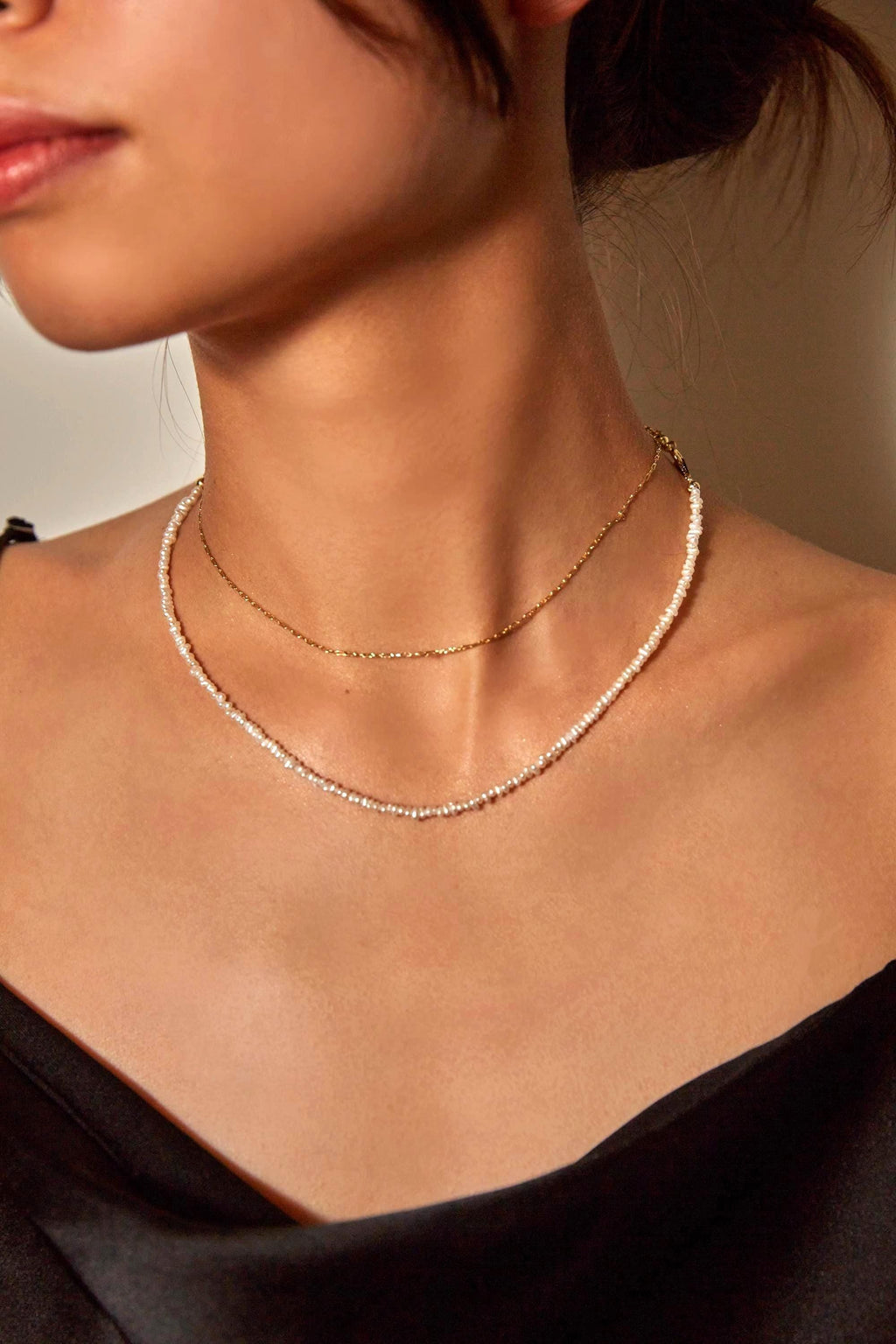 Layered Gold Chain Pearl Choker - AwarePearl