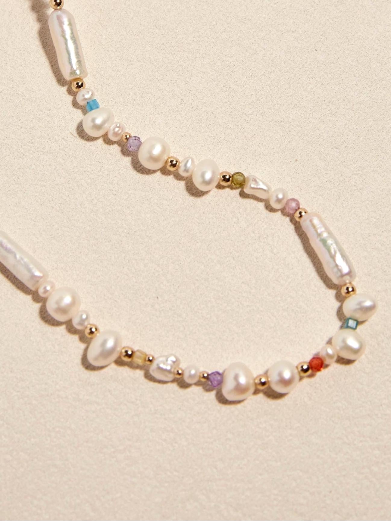 Rainbow Gemstone Pearl Necklace - AwarePearl 8