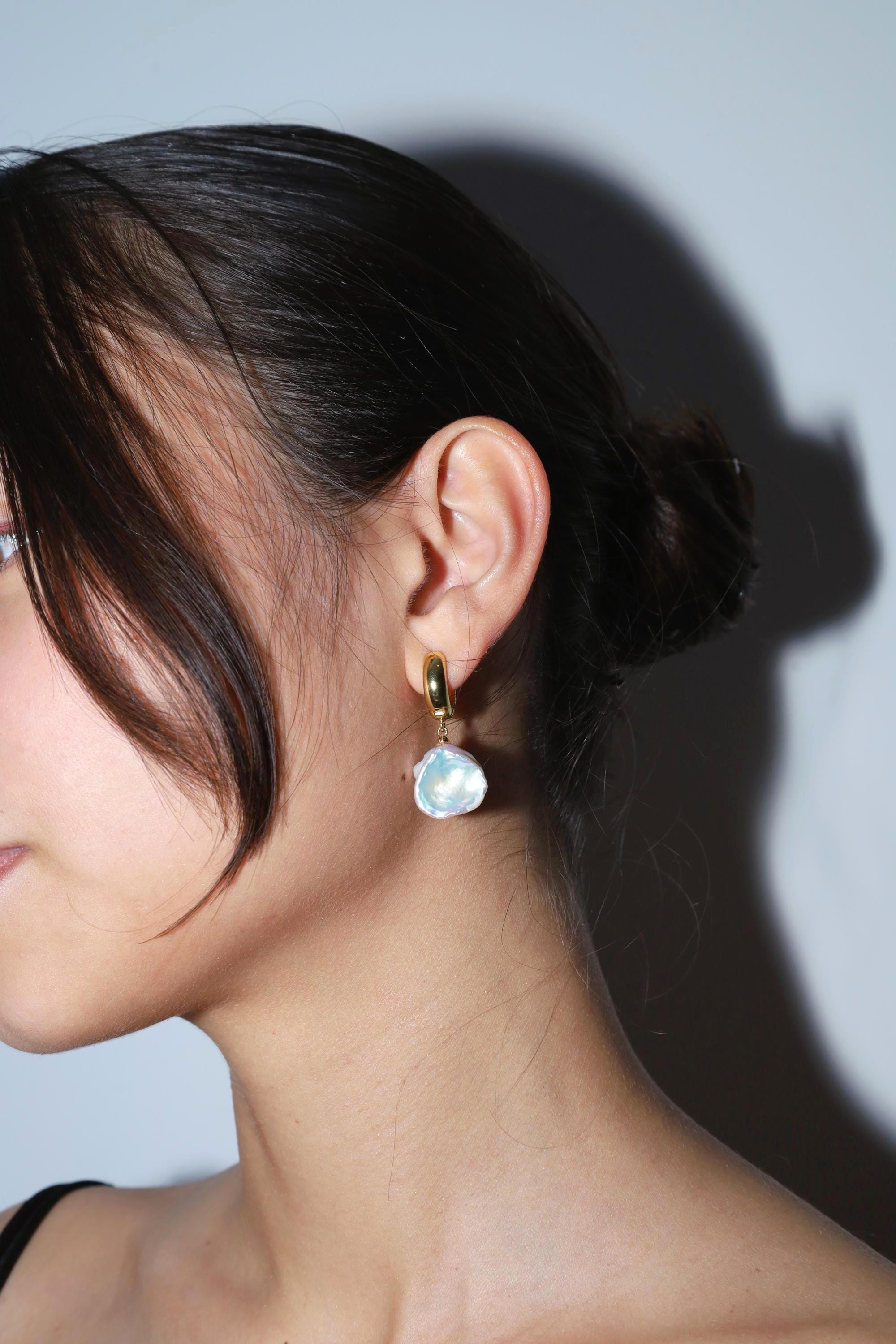 Baroque Pearl Hoop Earrings - AwarePearl