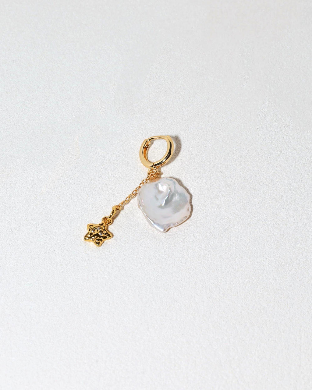 Baroque Pearl Hoop Earrings with Star Charm - AwarePearl 8
