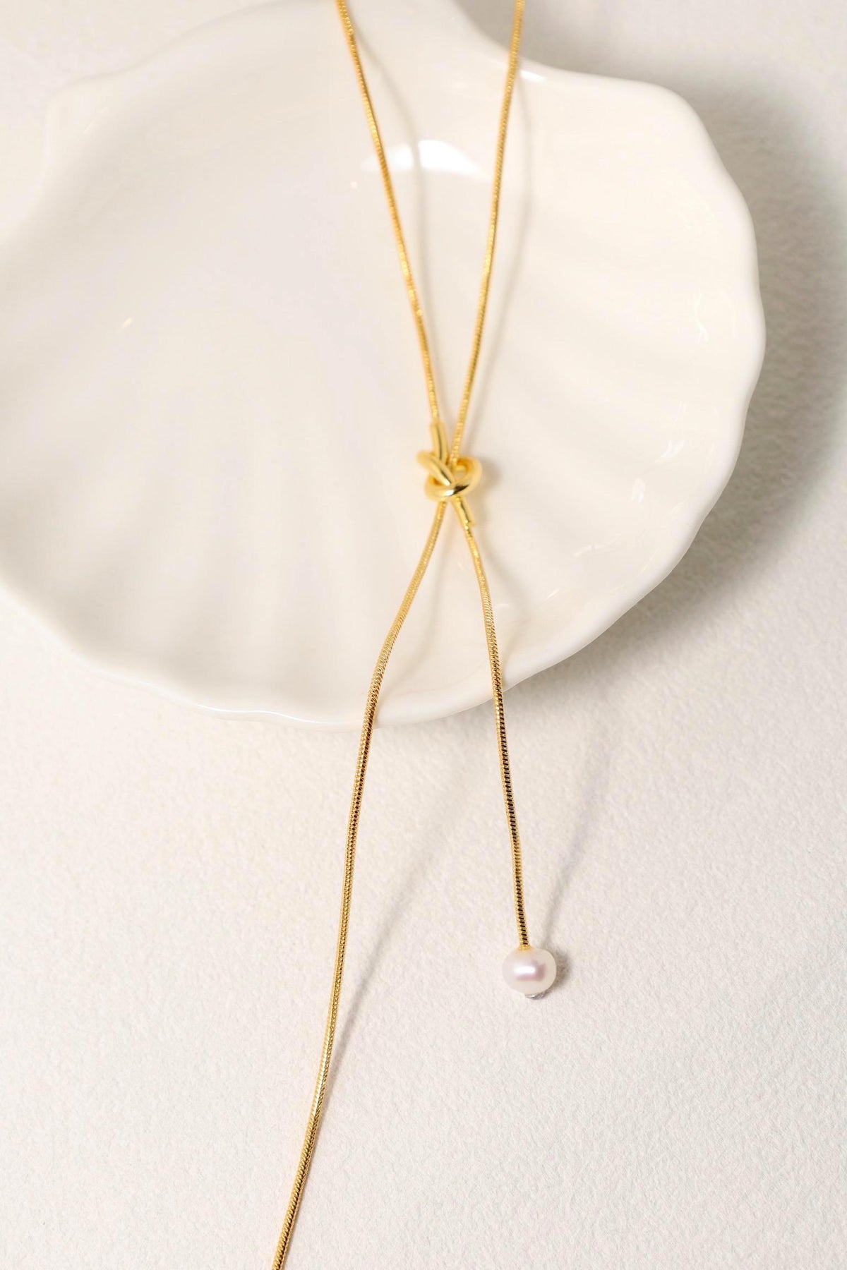 14K Adjustable Gold Pearl Lariat Necklace - AwarePearl 8