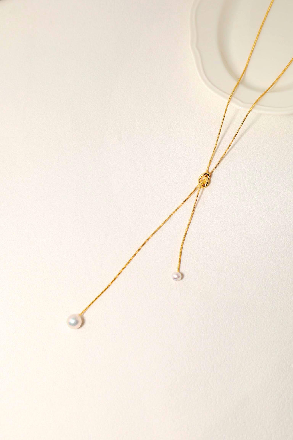 14K Adjustable Gold Pearl Lariat Necklace - AwarePearl 9