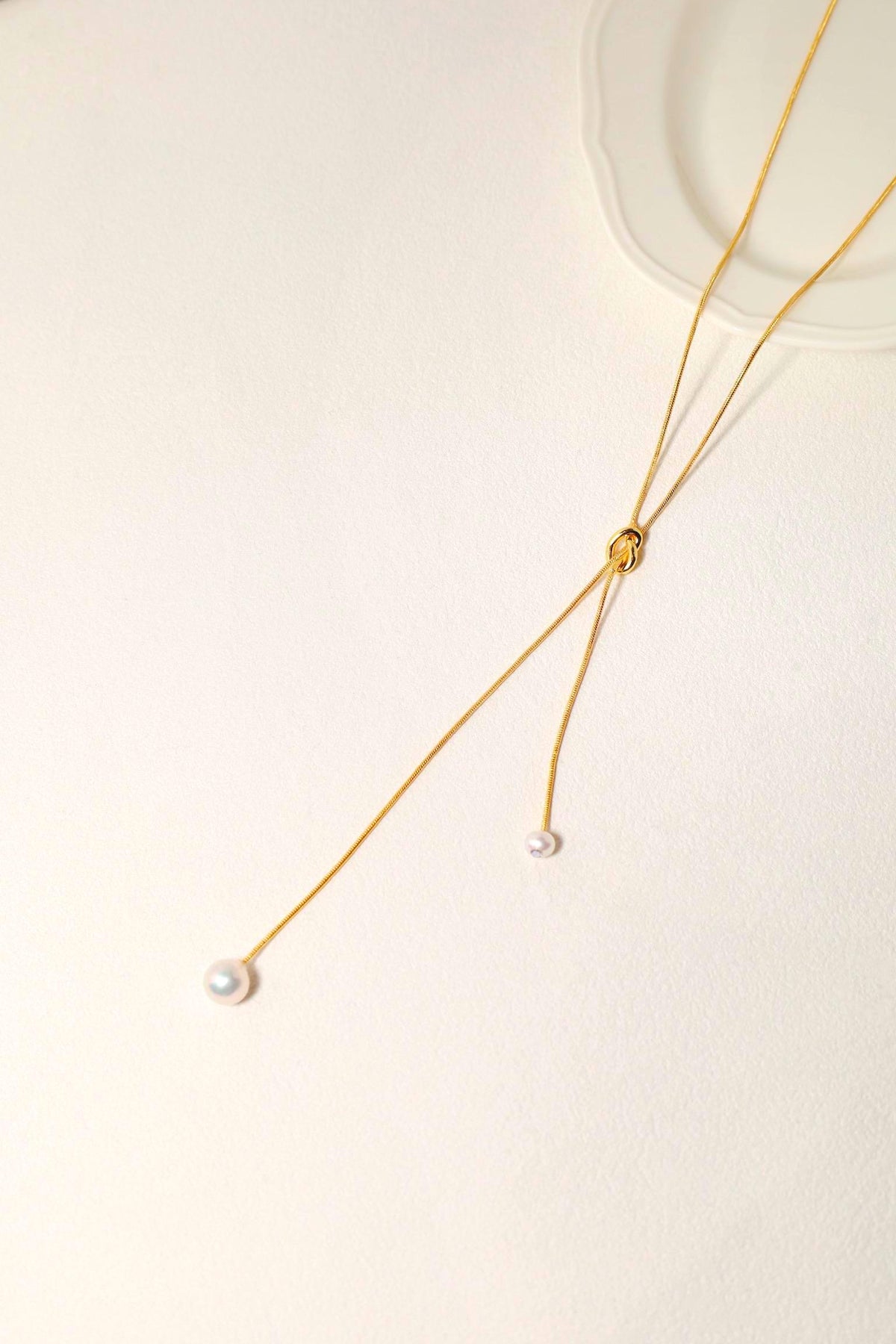14K Adjustable Gold Pearl Lariat Necklace - AwarePearl 9