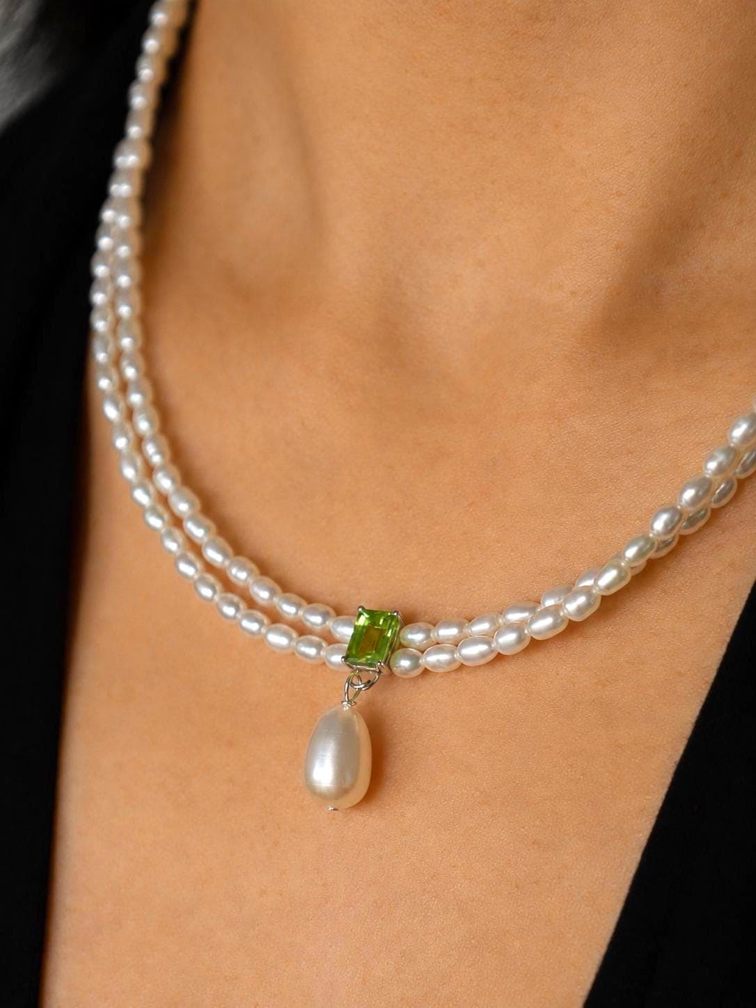 Peridot Pearl Necklace - AwarePearl 7