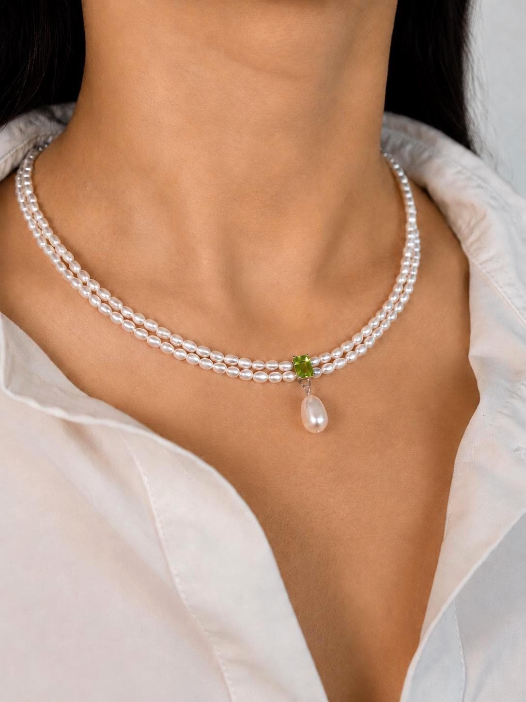 Peridot Pearl Necklace - AwarePearl 10
