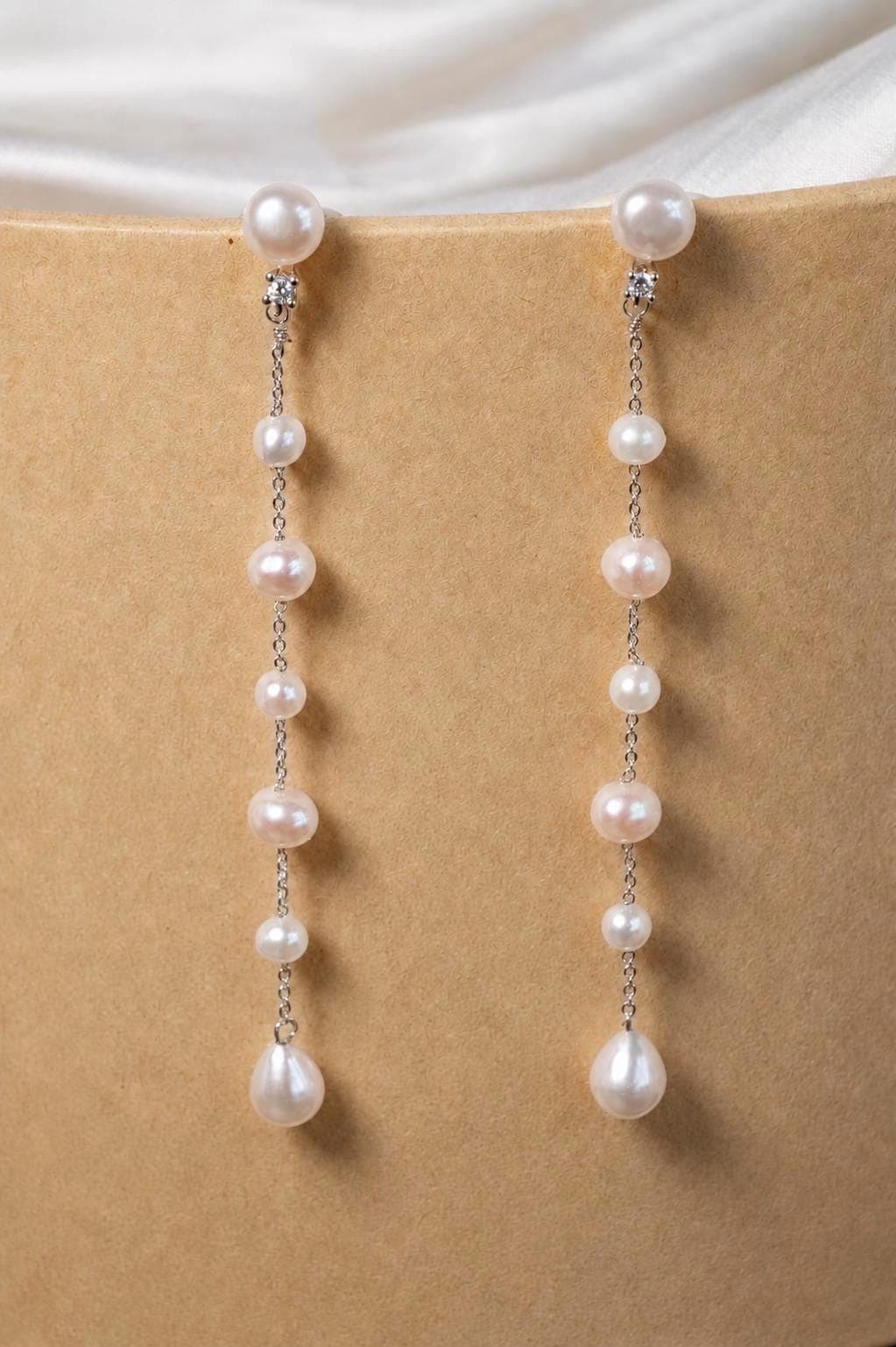 Long Pearl Drop Earrings - AwarePearl 3
