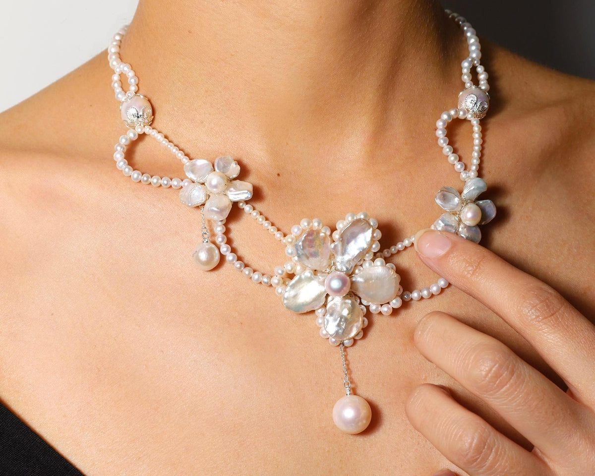 Baroque Pearl Flower Necklace - AwarePearl 3