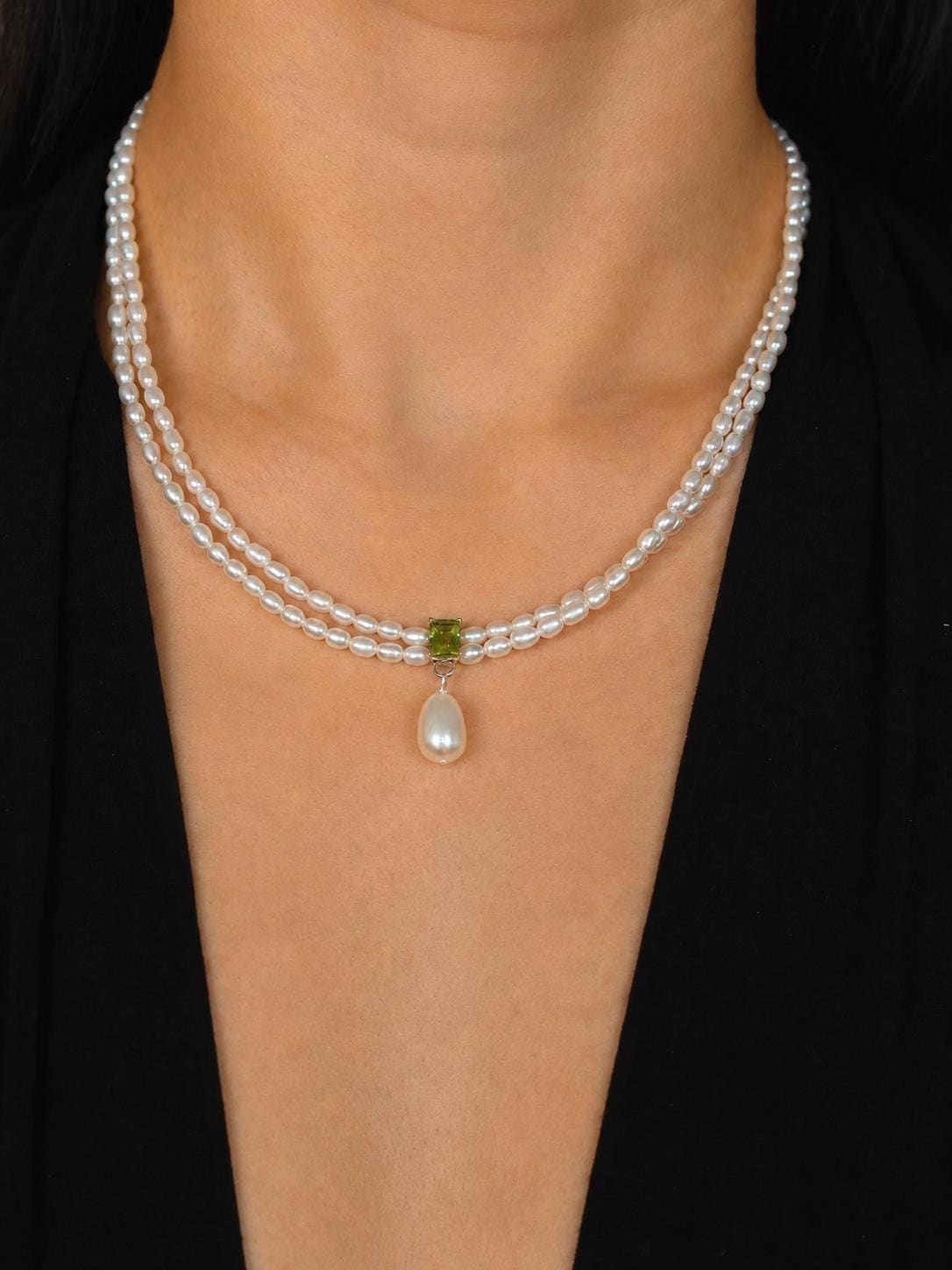 Peridot Pearl Necklace - AwarePearl 3