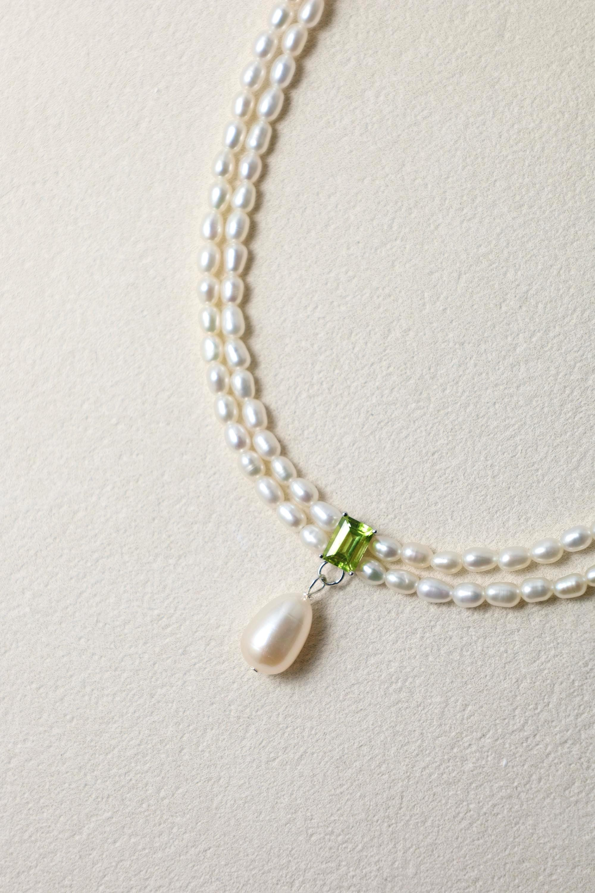 Peridot Pearl Necklace - AwarePearl 8