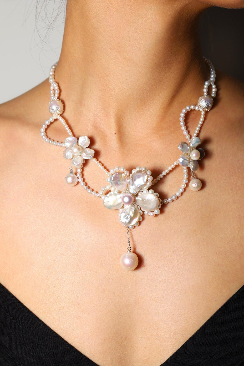 Baroque Pearl Flower Necklace - AwarePearl 8