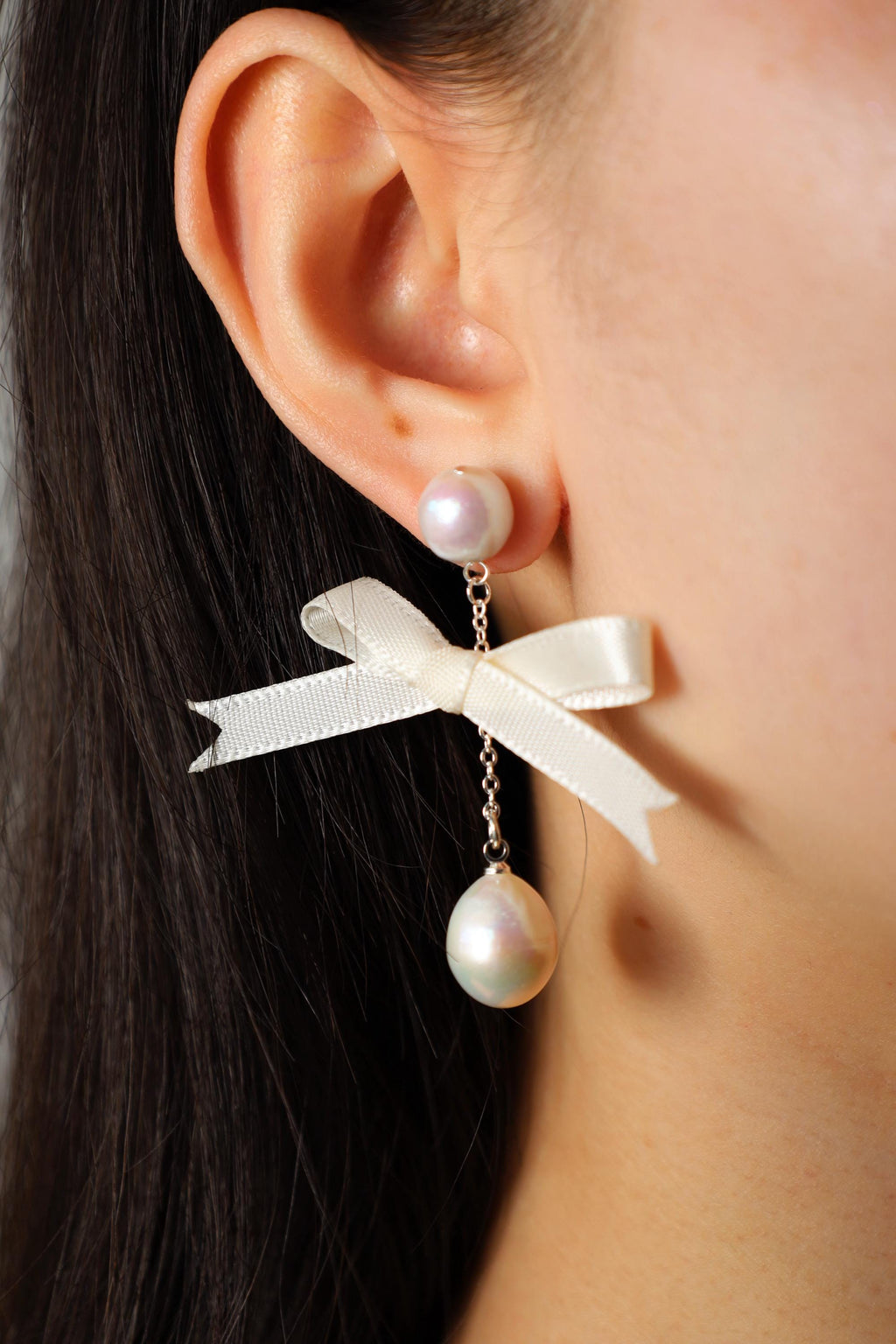 Baroque Pearl Bow Drop Earrings - AwarePearl 5