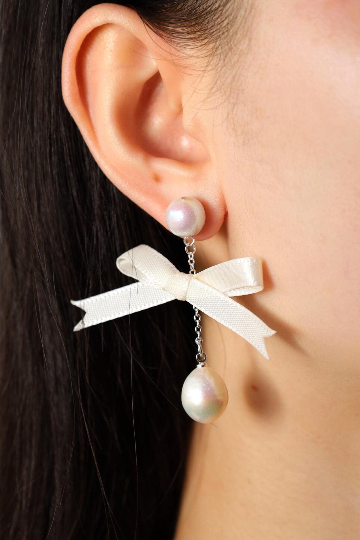 Baroque Pearl Bow Drop Earrings - AwarePearl 9