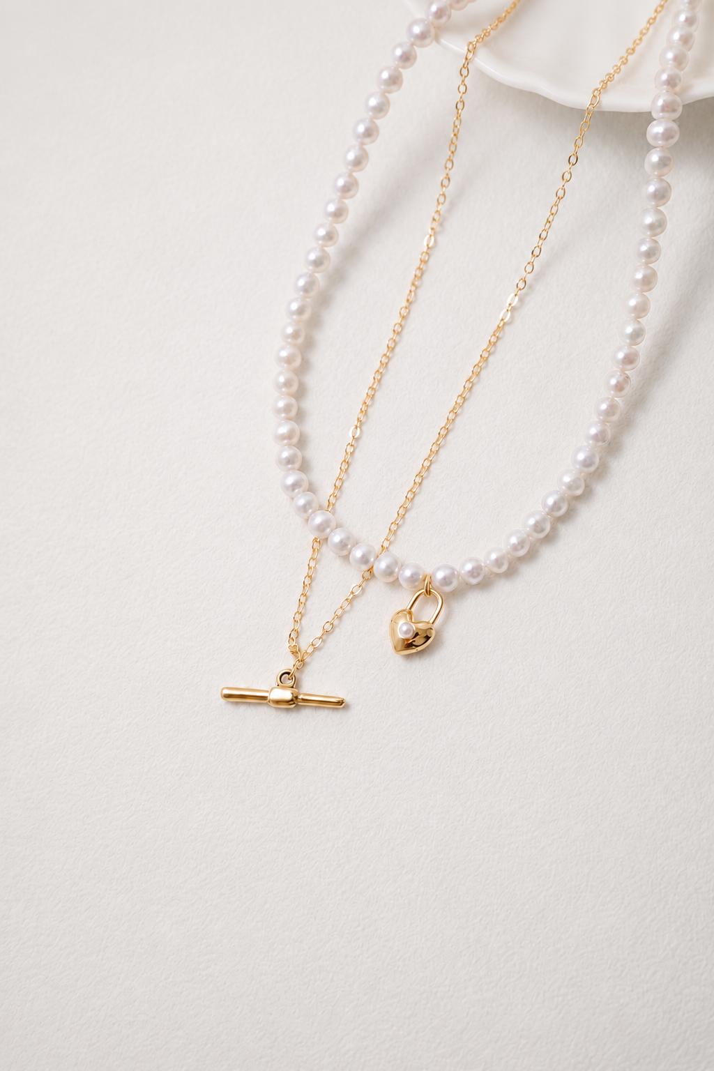 Gold Heart Pearl Pendant Necklace - AwarePearl 17