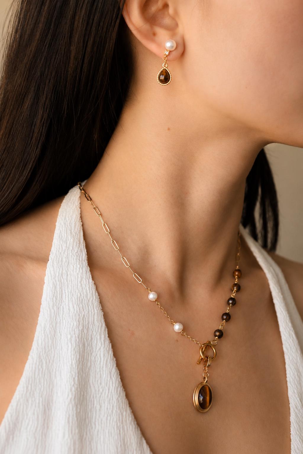 Tiger Eye Gemstone Pendant Necklace - AwarePearl 20