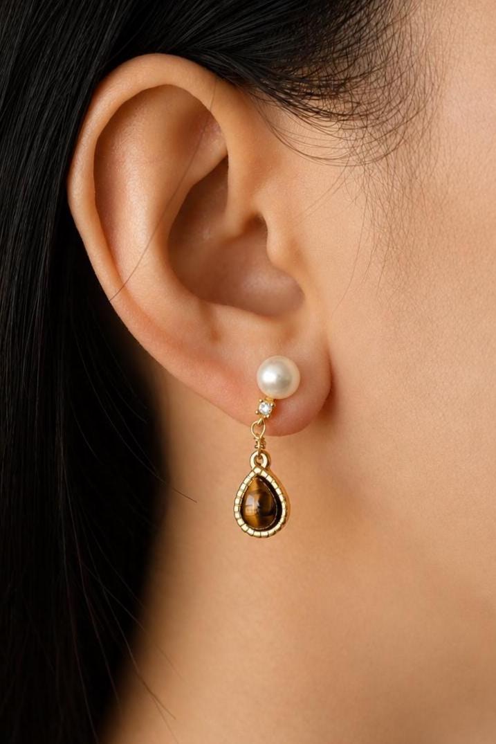 Tiger Eye Gemstone Earrings - AwarePearl 5