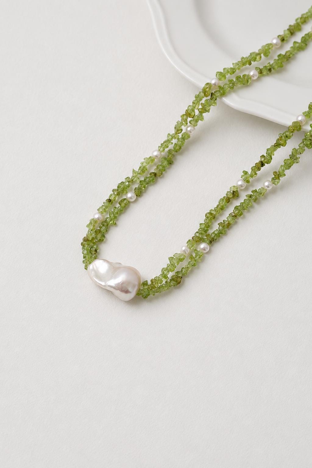 Green Gemstone Multi-Layered Necklace - AwarePearl 7