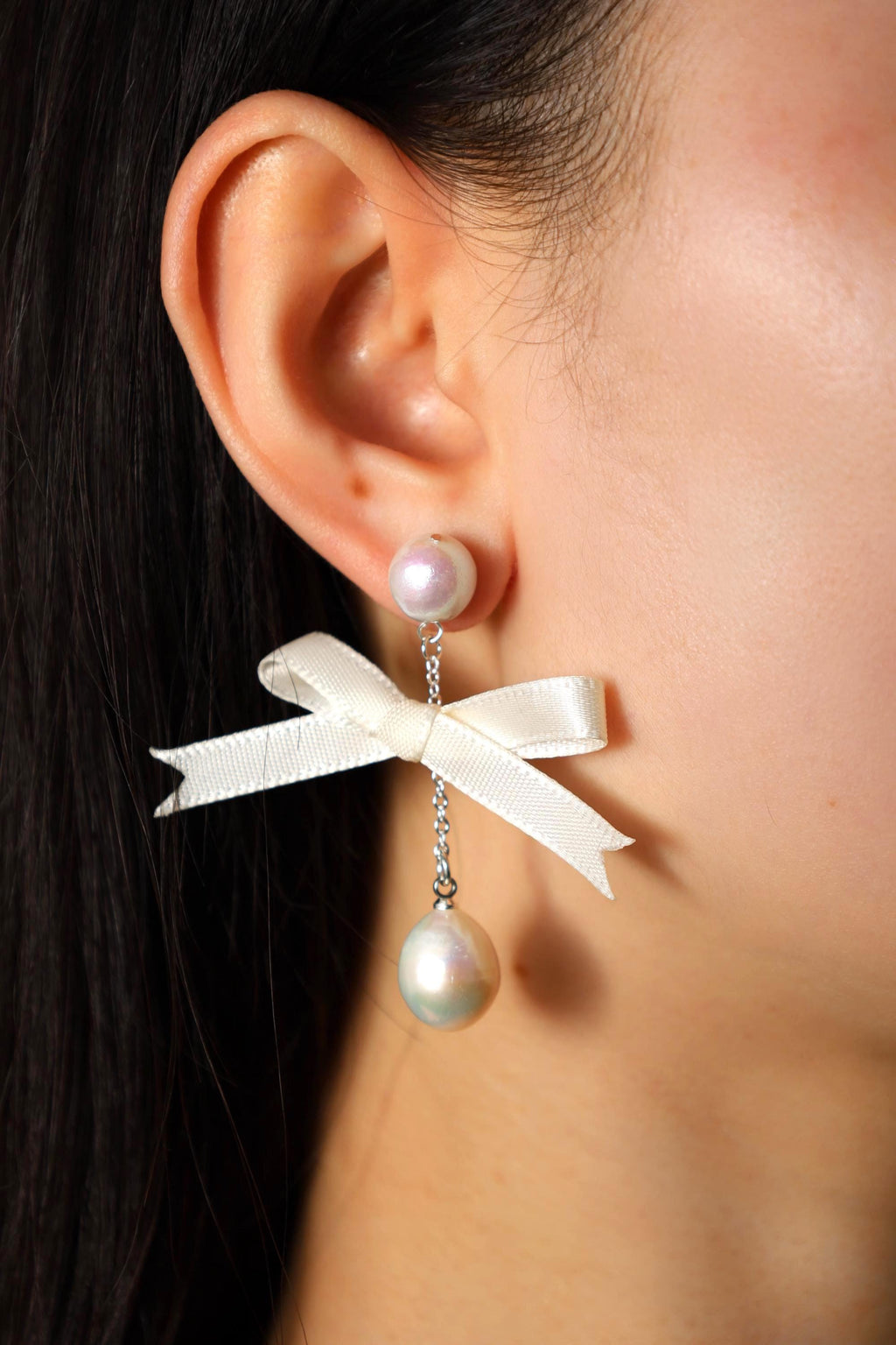Baroque Pearl Bow Drop Earrings - AwarePearl