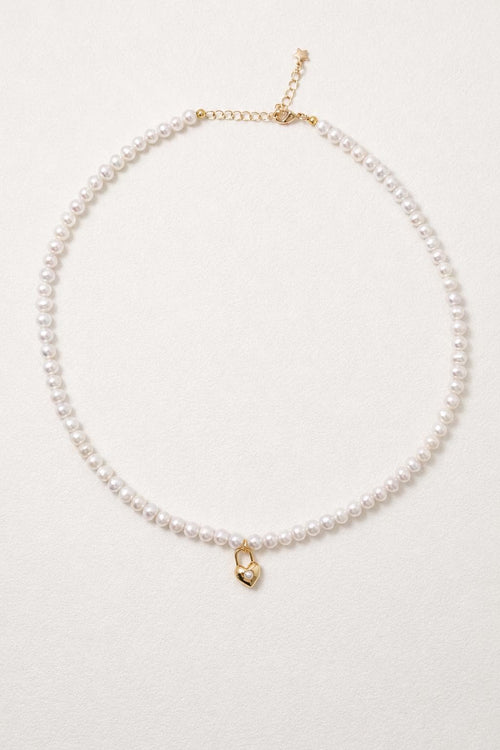 Gold Heart Pearl Pendant Necklace - AwarePearl 5