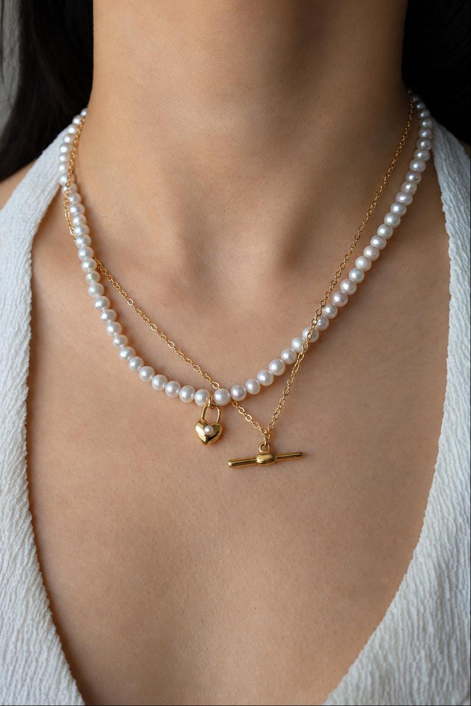 Gold Heart Pearl Pendant Necklace - AwarePearl 10