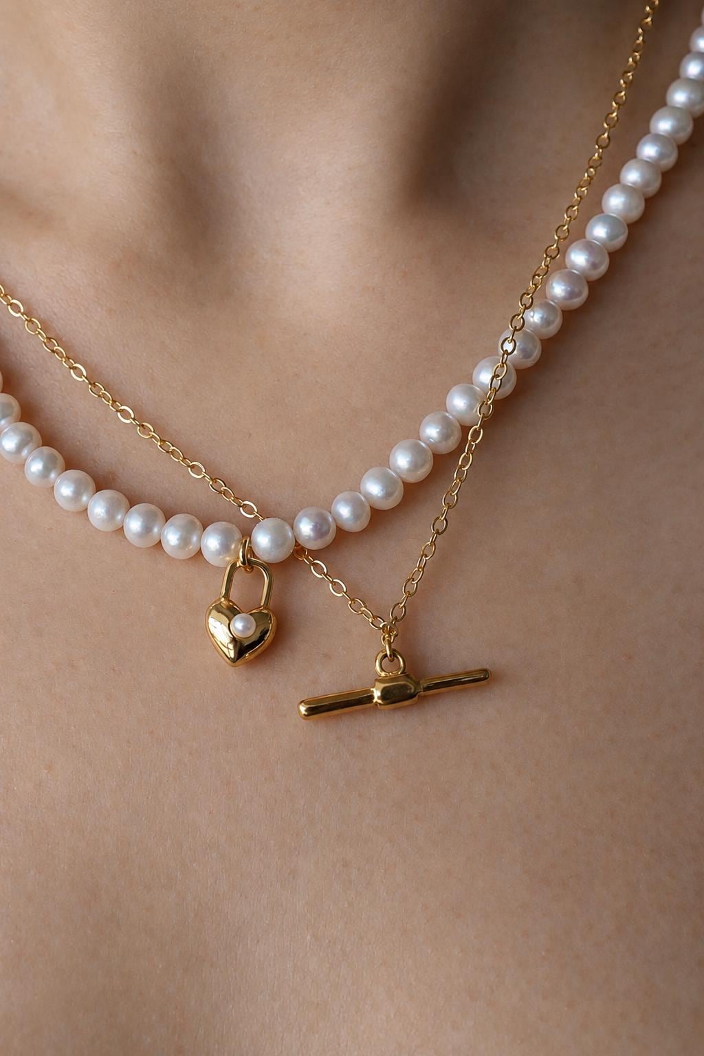 Gold Heart Pearl Pendant Necklace - AwarePearl 16