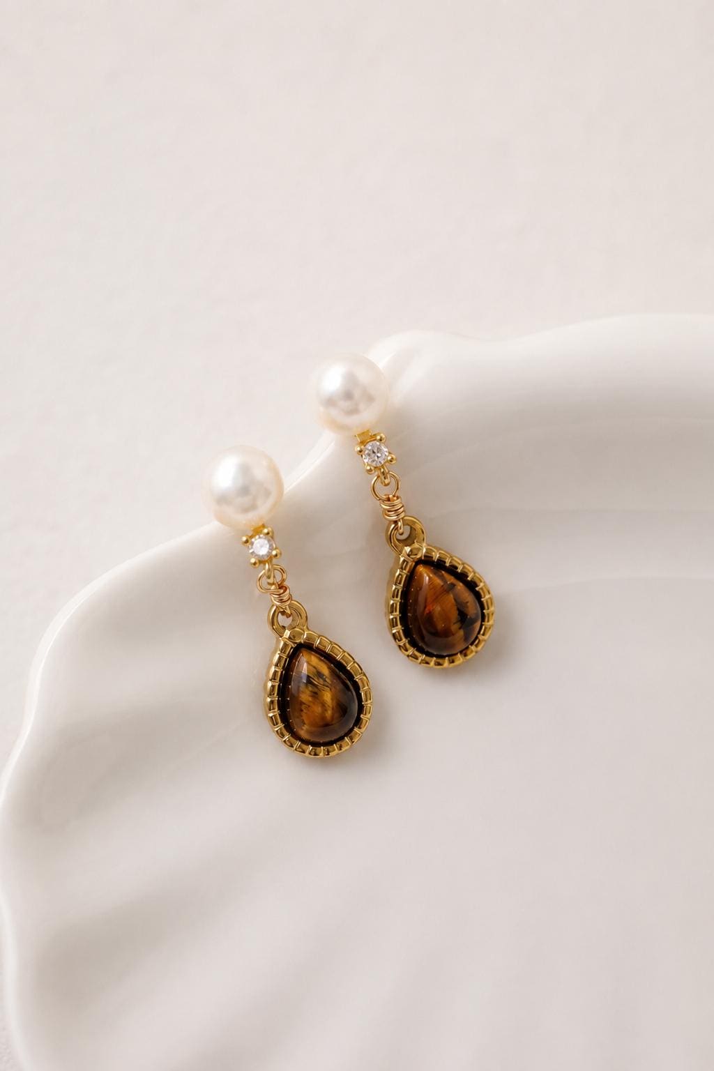 Tiger Eye Gemstone Earrings - AwarePearl 3