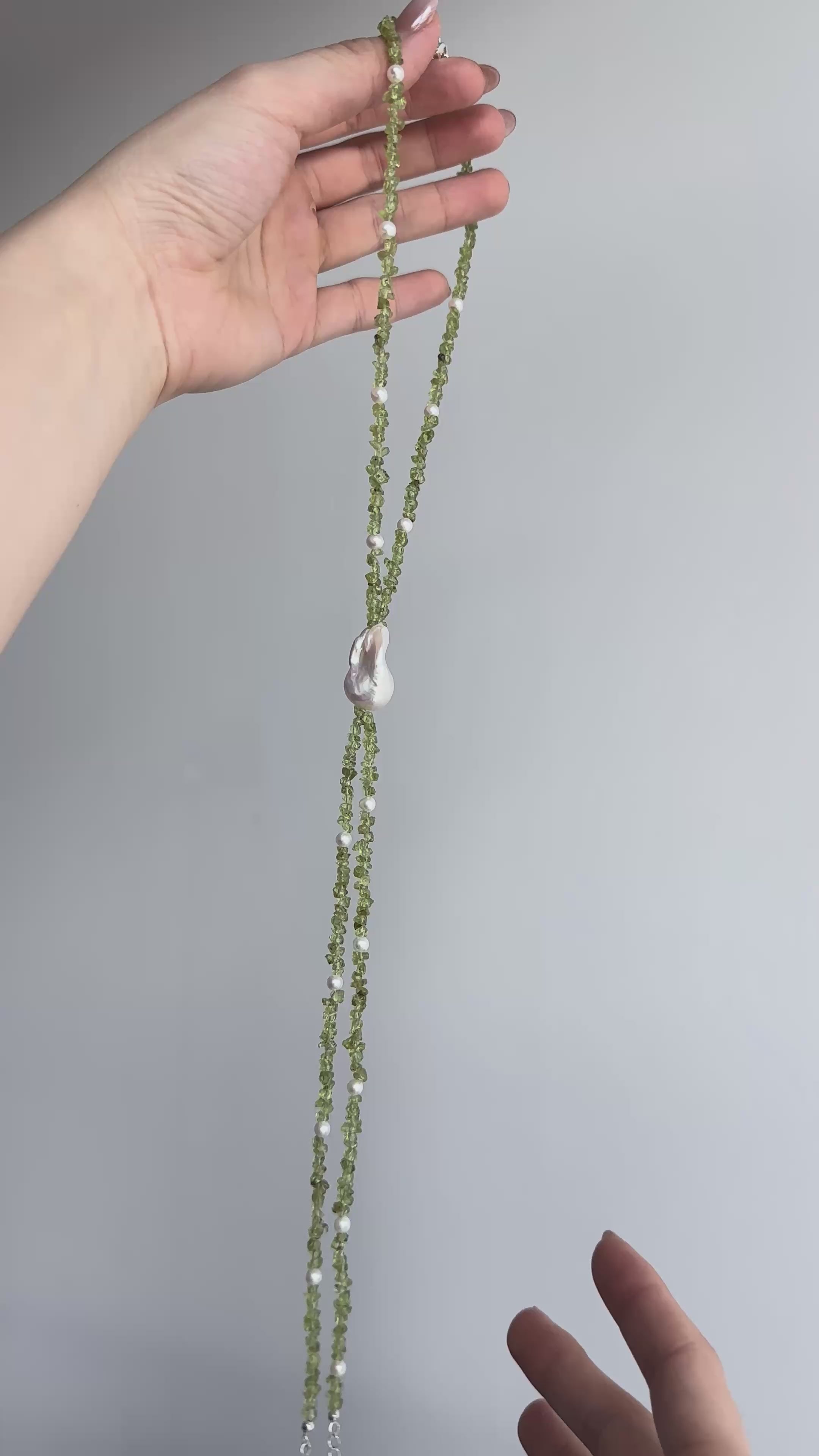 Peridot Double-Strand Baroque Pearl Necklace