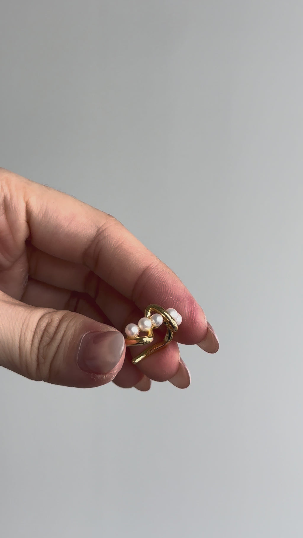 Five-Pearl Open Cuff Ring