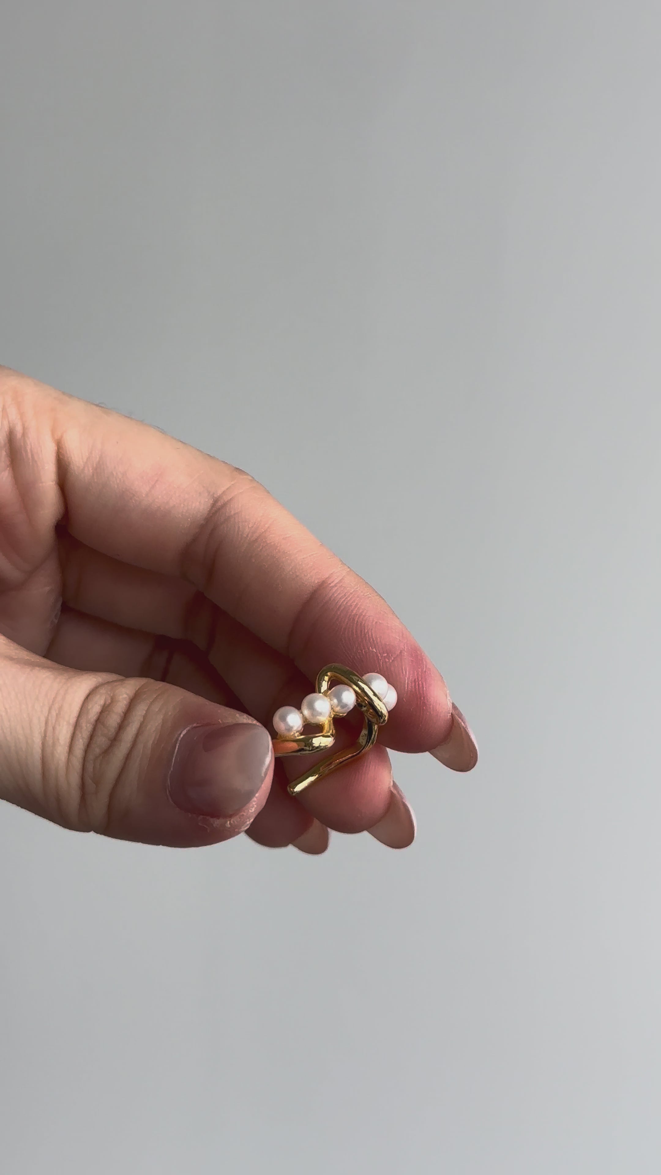 Five-Pearl Open Cuff Ring