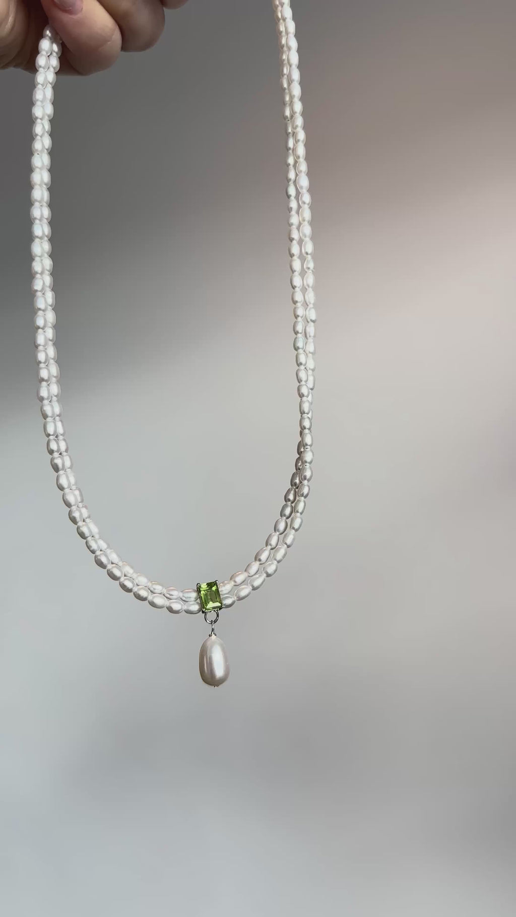Peridot Double-Strand Pearl Necklace