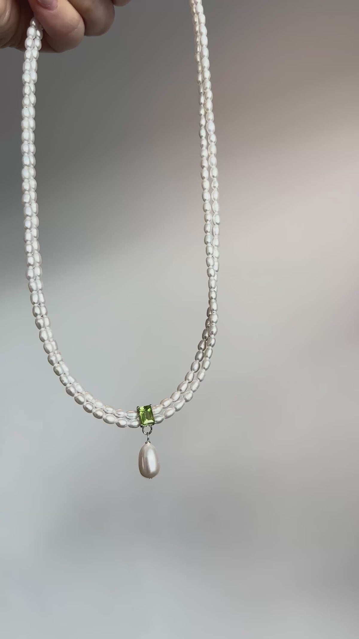 Peridot Double-Strand Pearl Necklace