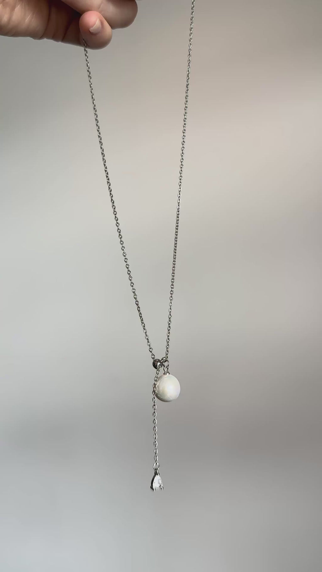 Teardrop Crystal & Pearl Necklace