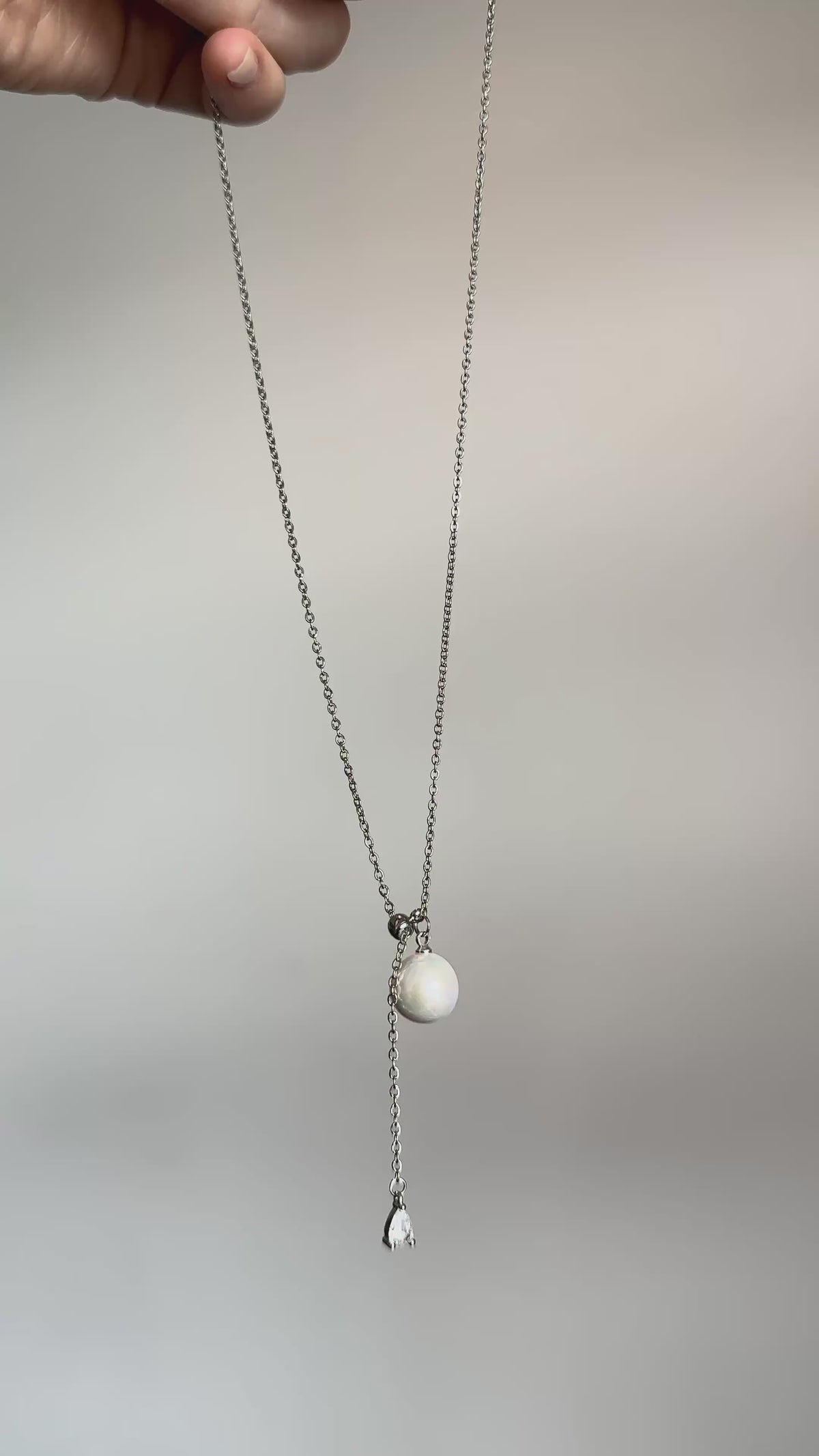Teardrop Crystal & Pearl Necklace