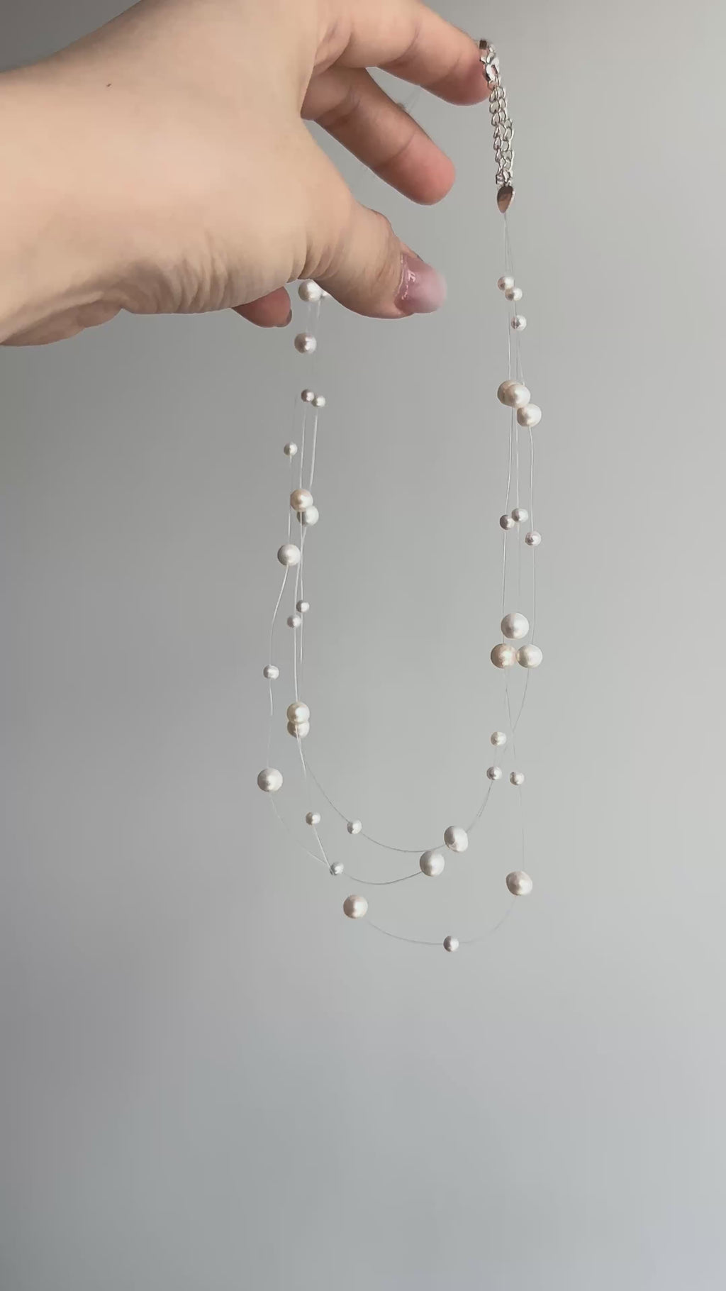 3-Layer Stardust Floating Pearl Necklace