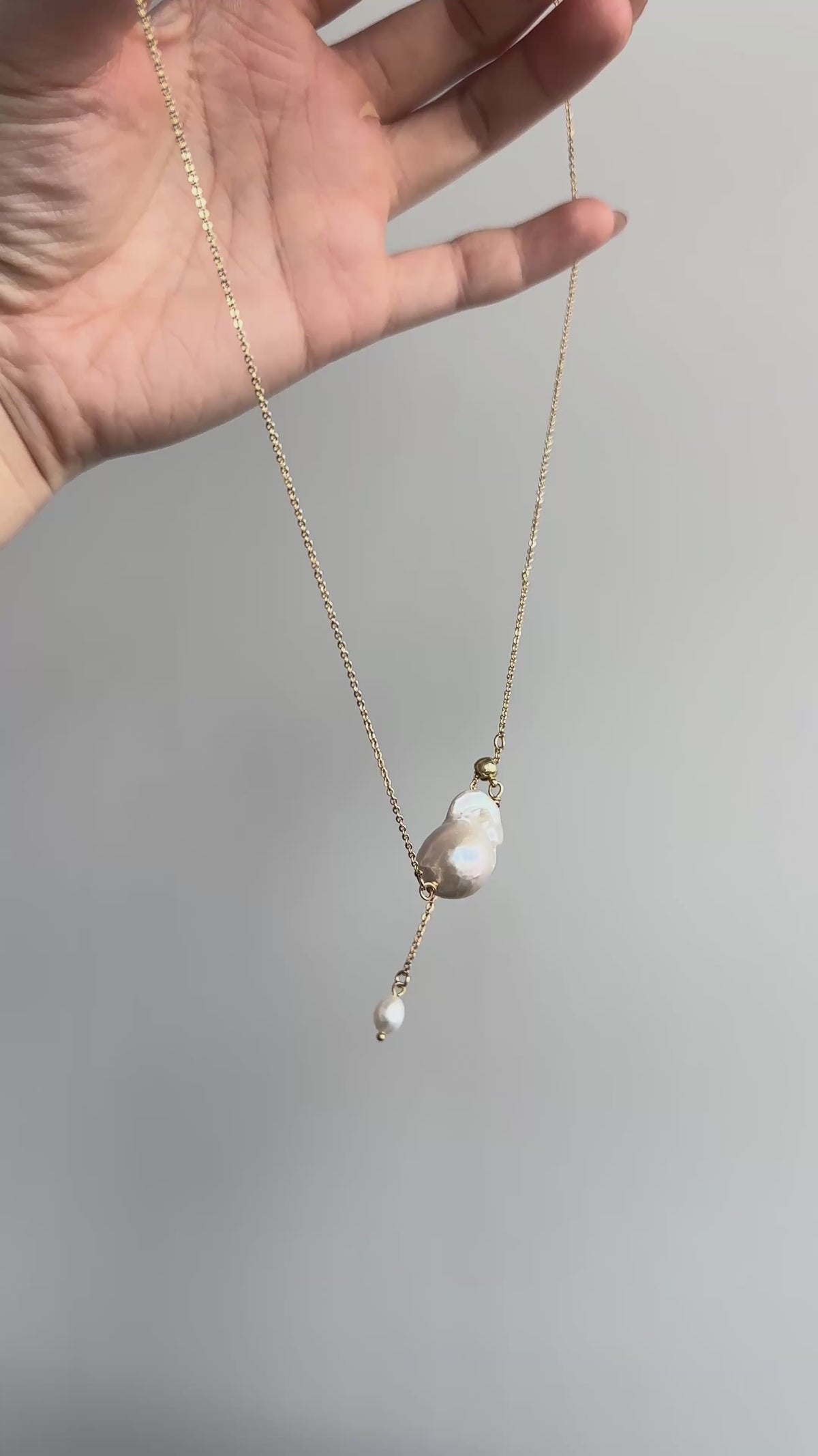 Fine-Chain Baroque Pearl Pendant Necklace