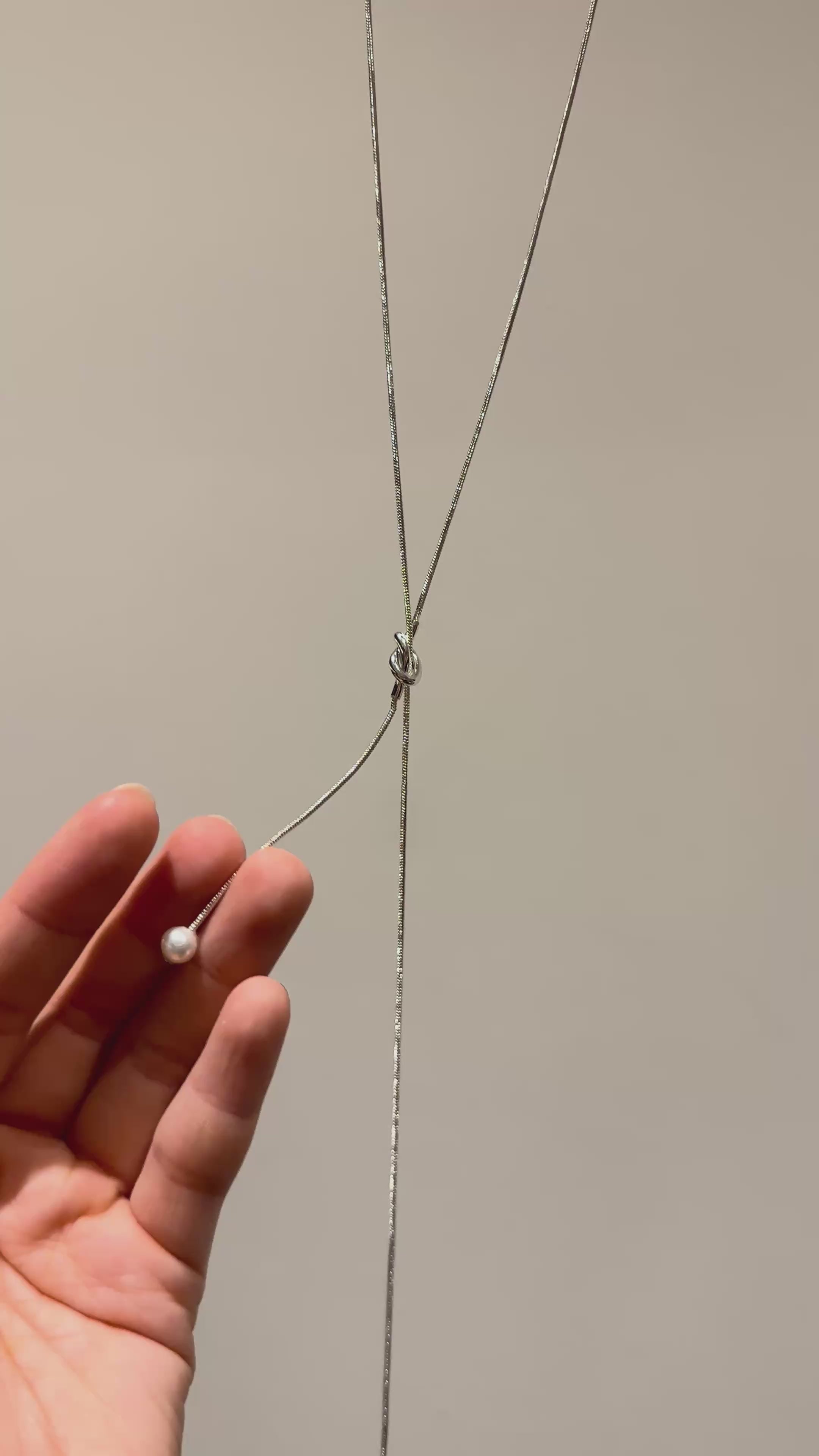 Minimal Silver Pearl Y Necklace