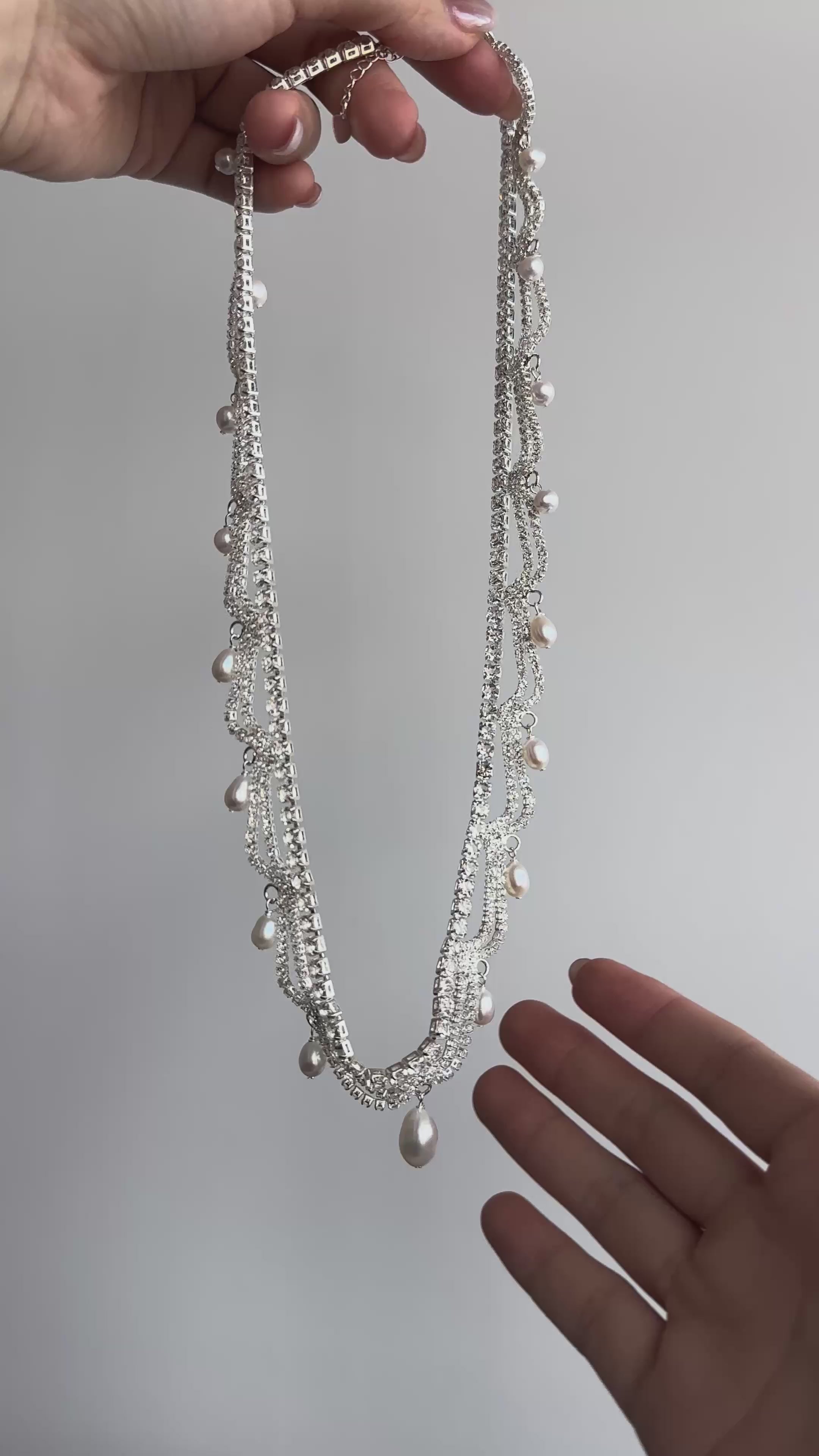Ripple Crystal Pearl Choker